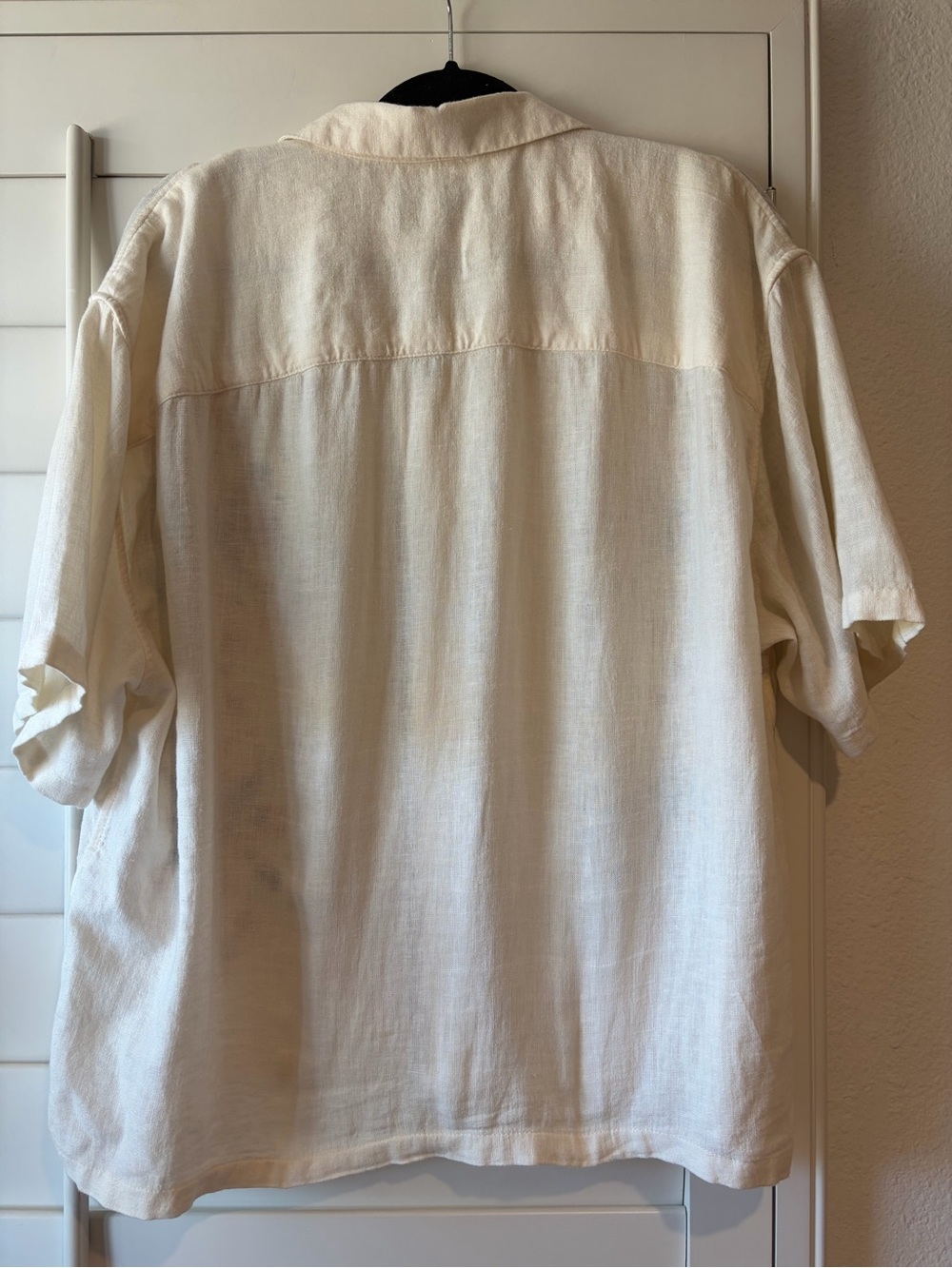 ABERCROMBIE Camp Collar Cropped Summer Linen-Blend Embroidered Shirt - Picture 4 of 5